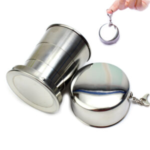 5 Oz. Stainless Steel Folding Travel Water Cup Keychain